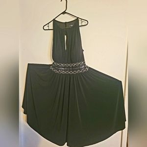 Elligant Black Dress with a  Sequent Waistband
